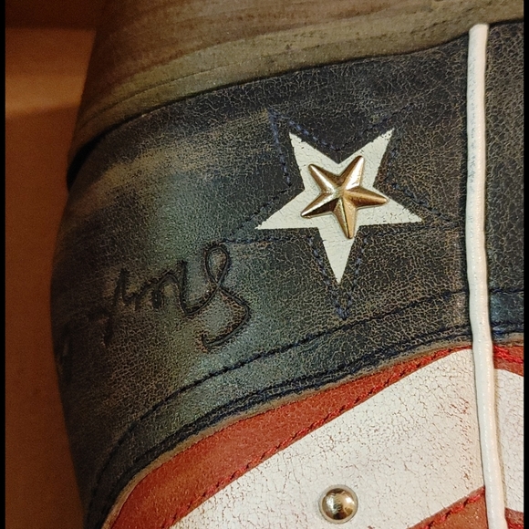 Boots Leather Cowgirl USA 4th of July Patriot Sheryl Crow America Stars Stripes - Picture 4 of 7